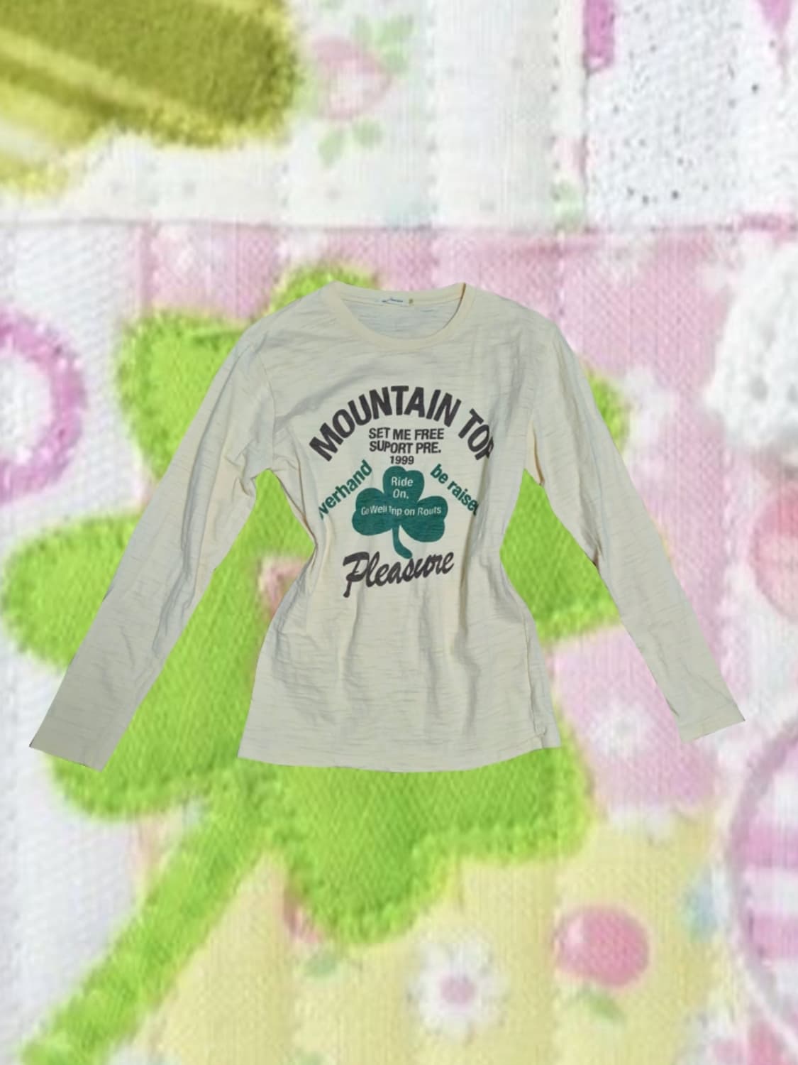 빈티지 모리걸 행을 네잎 클로버 긴팔 티셔츠 롱슬리브 상품이미지1