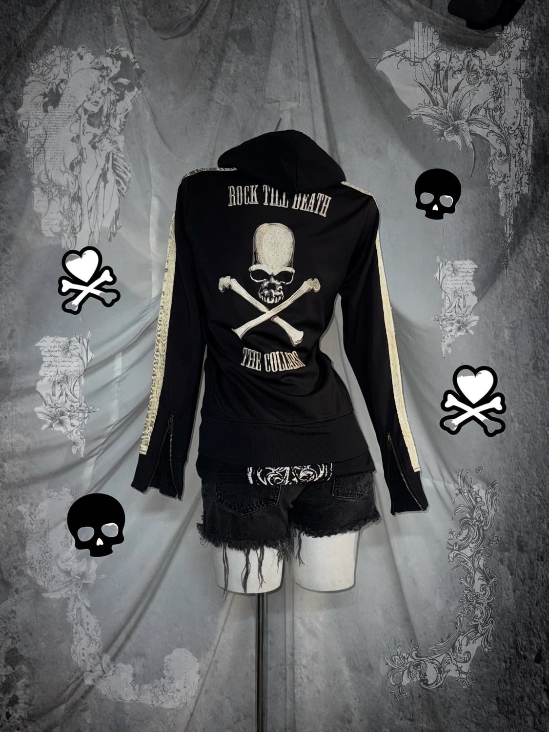 밴슨깔 해골 디테일 자수 펑크 프린팅 코디세트 상품이미지1