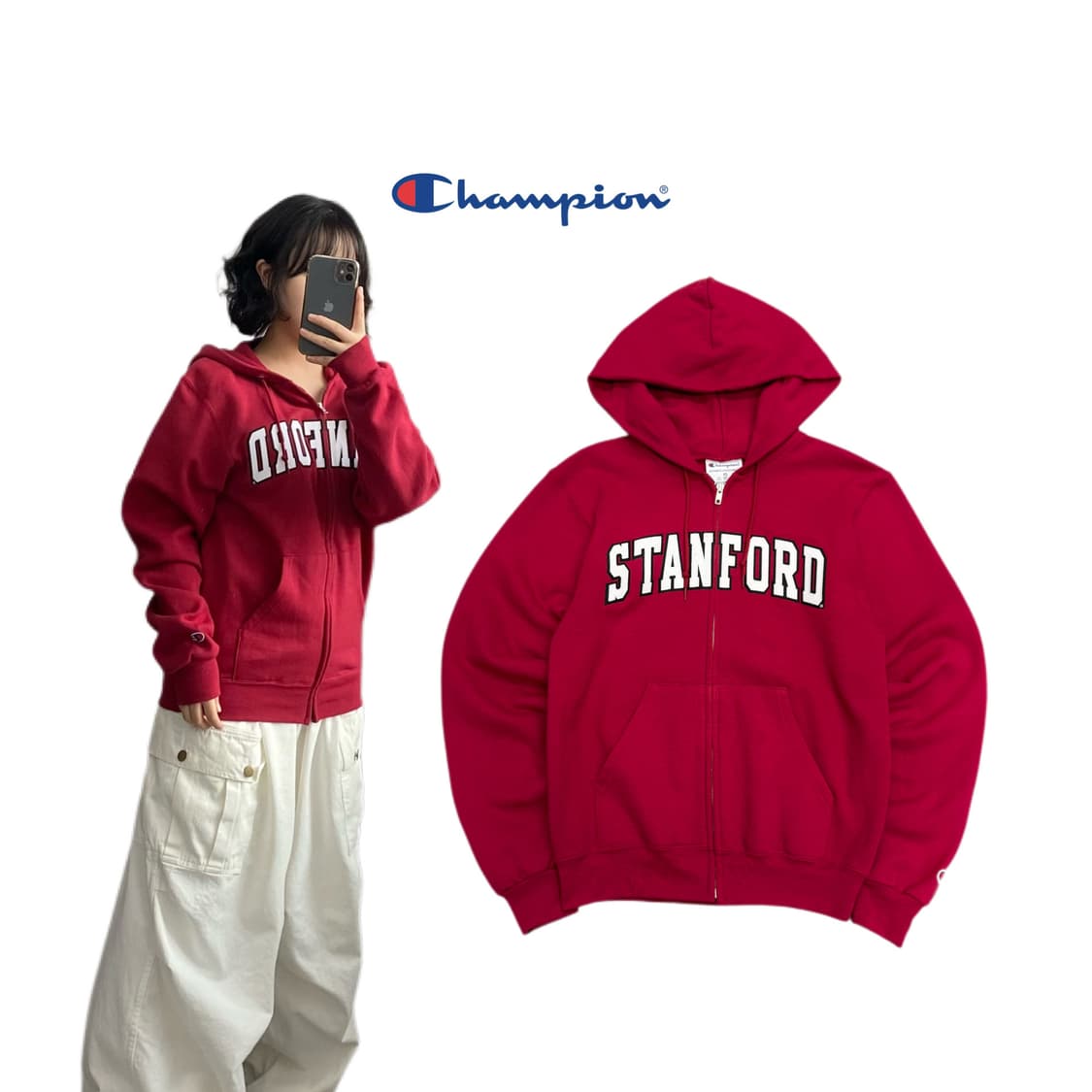 챔피온 스탠포드 후드집업 레드 상품이미지1