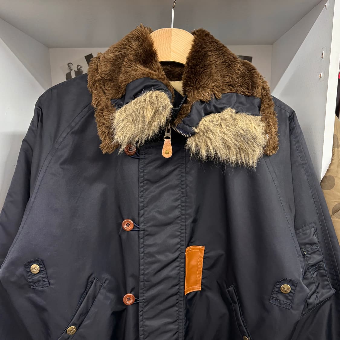 (M) 90s Lee 퍼 넥 항공 점퍼 자켓 made in JAPAN 상품이미지2