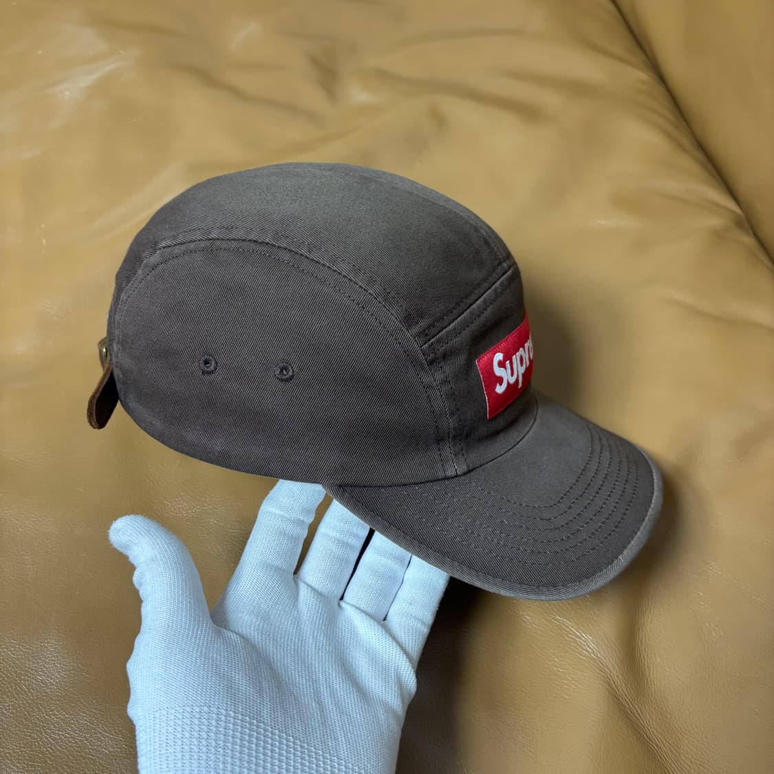 슈프림 캠프캡 모자 박스로고 21fw 워시드 브라운 상품이미지3