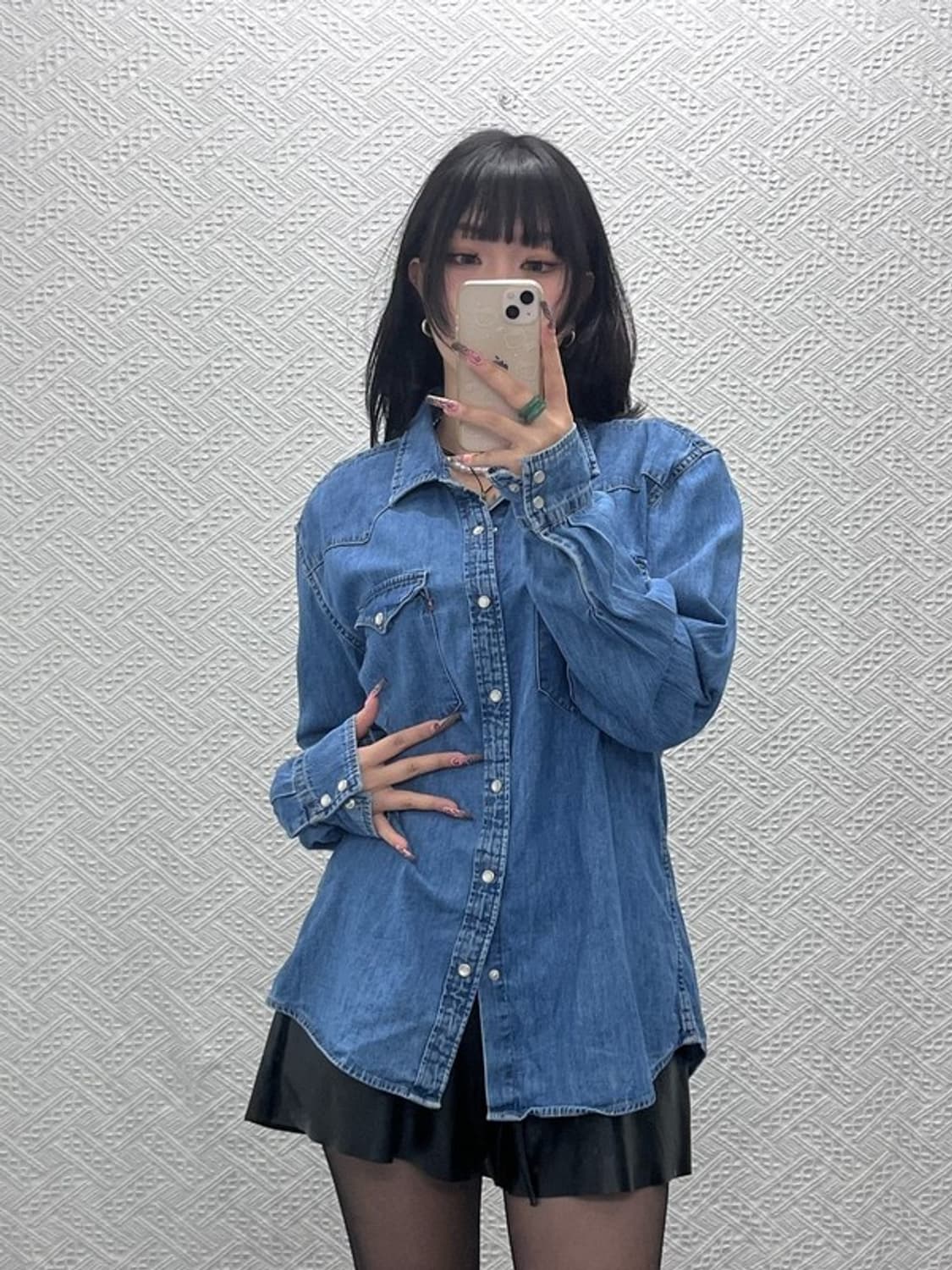 리바이스 웨스턴 컨트리 빈티지 버튼 데님셔츠 L C11596 상품이미지2