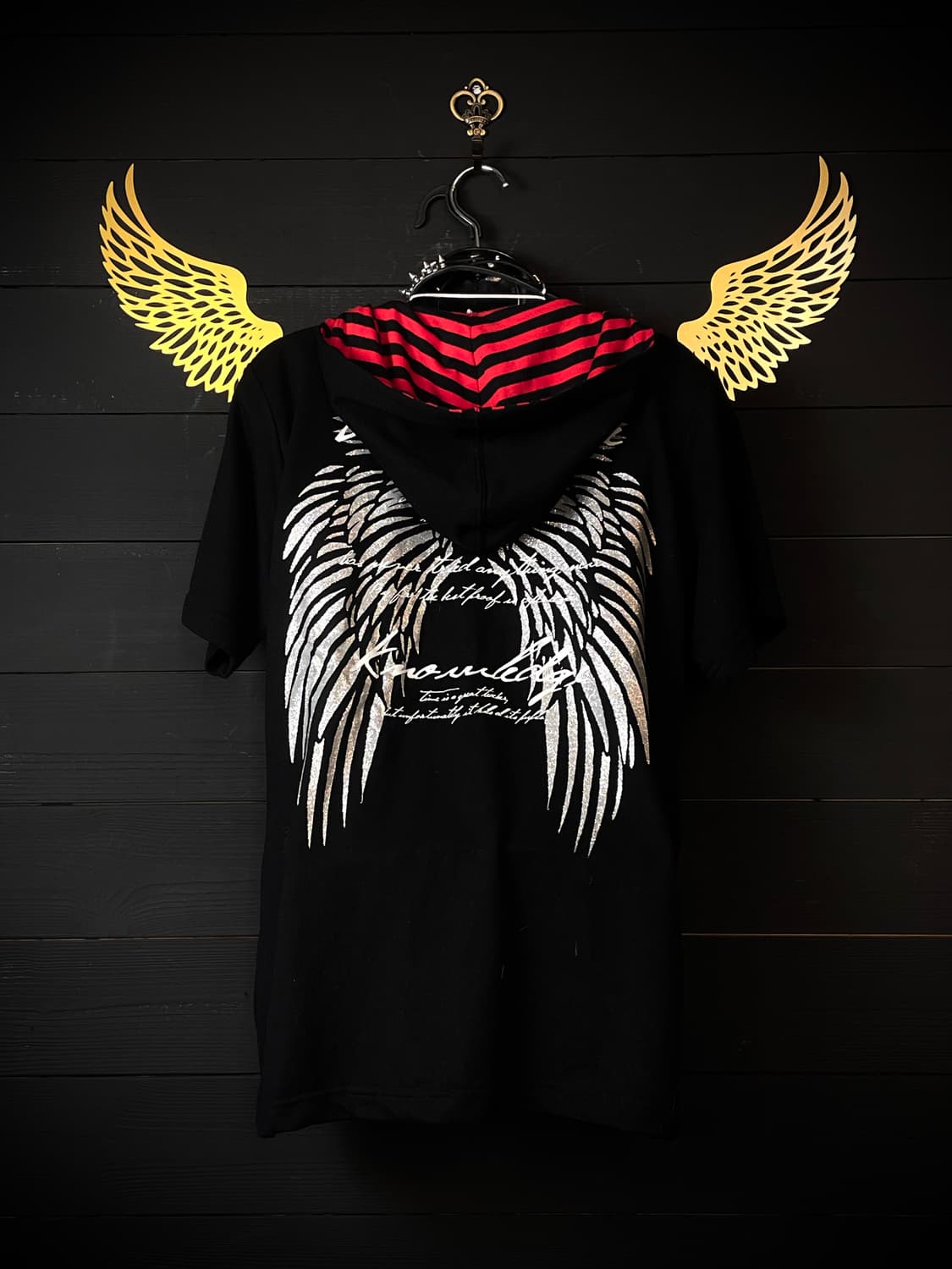 BEAU MERE 뷰마레 펑크 스트라이프 줄무늬 날개 레터링 후드집업 상품이미지3
