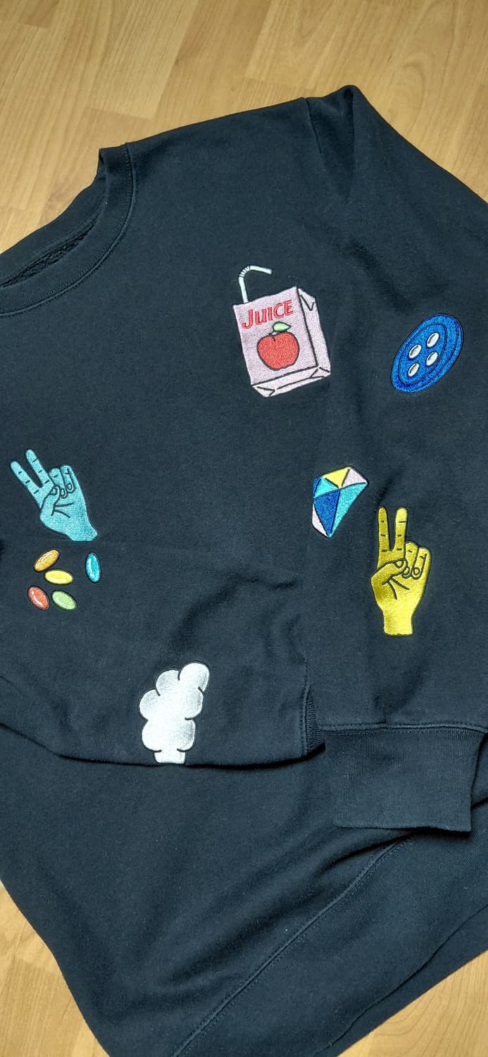 일본 그라니프 Graniph 검정 자수 맨투맨 L 상품이미지3