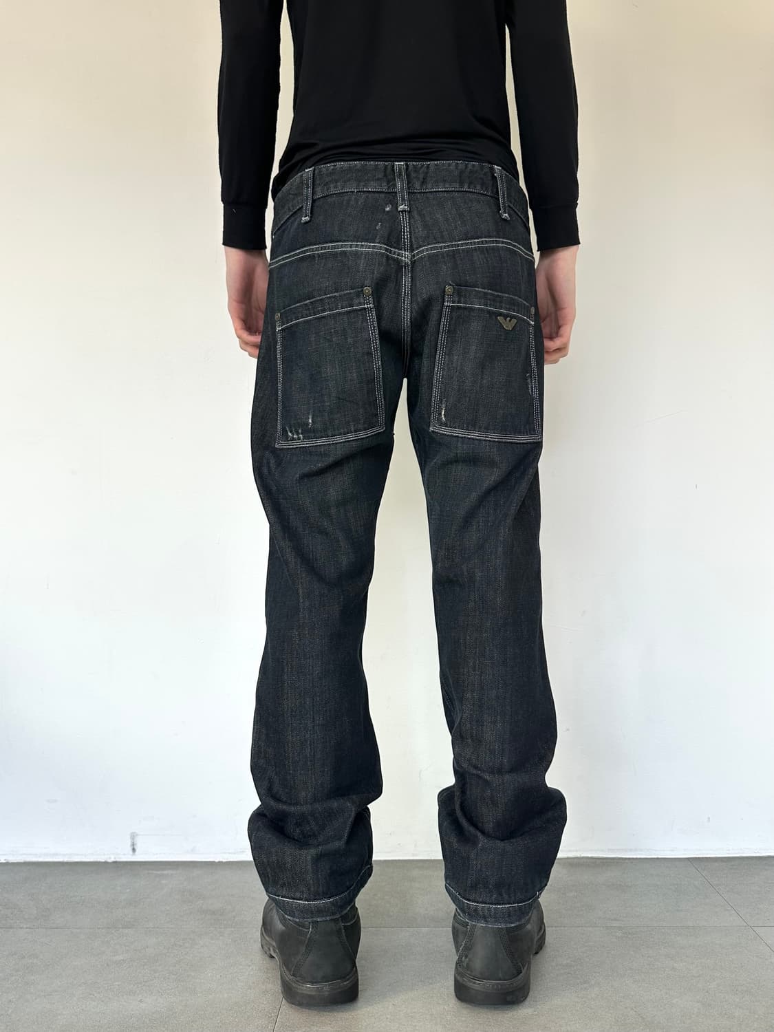 알마니 2000s 디스트로이드 포켓 새깅진 상품이미지2