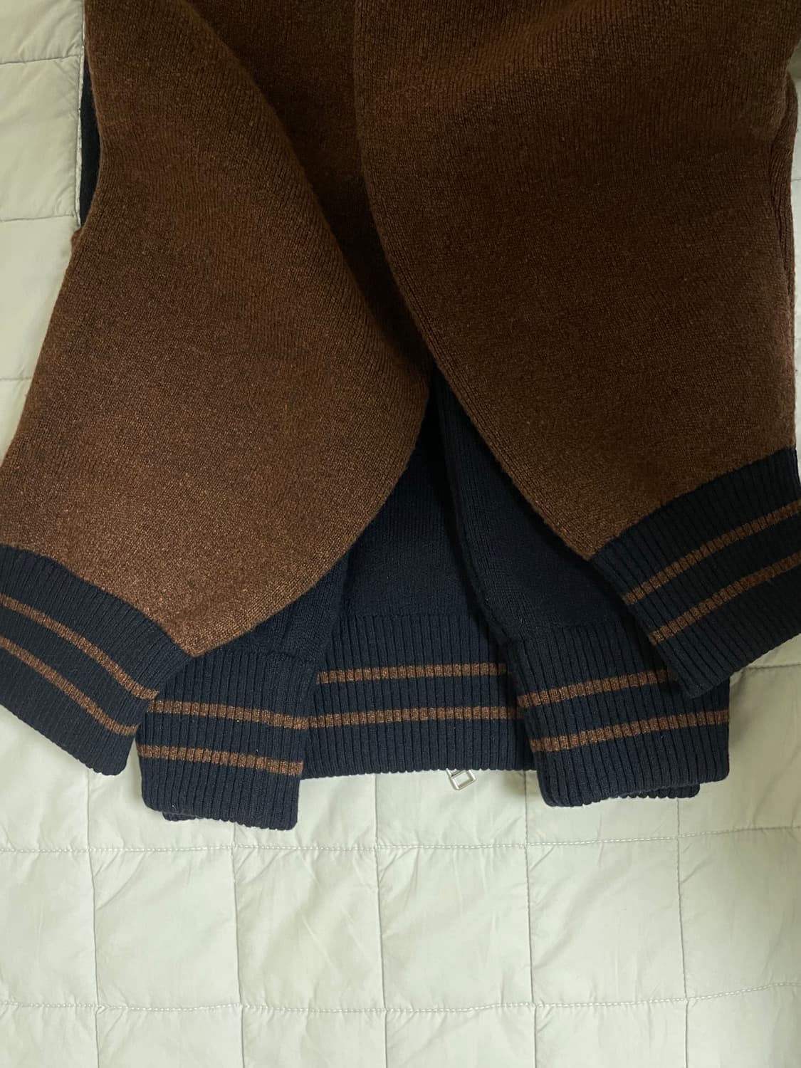 이얼즈어고 메리노 울 니트 바시티 자켓 네이비 M 사이즈 상품이미지5