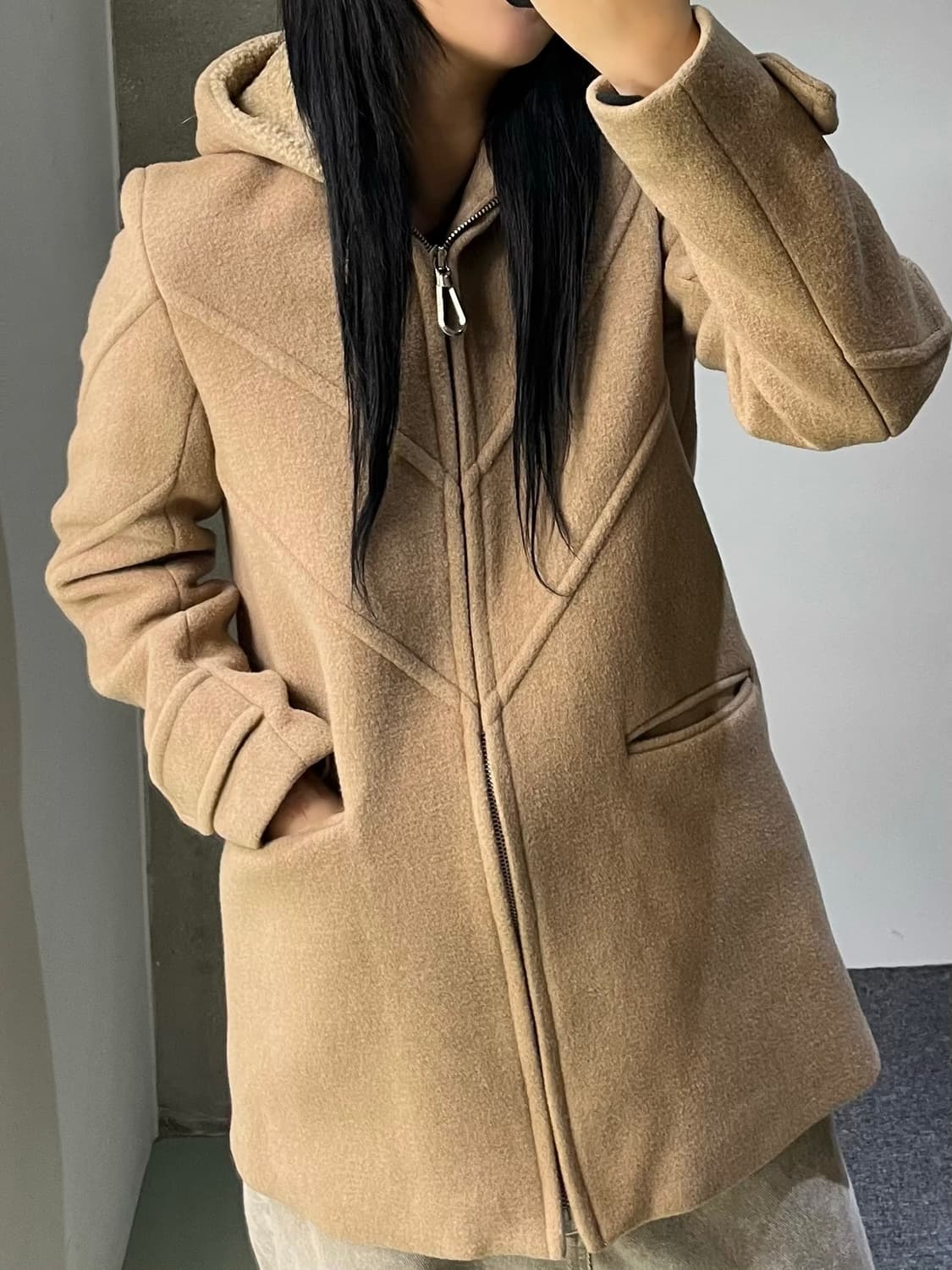 산드로 울 후디드 집 코트 상품이미지1