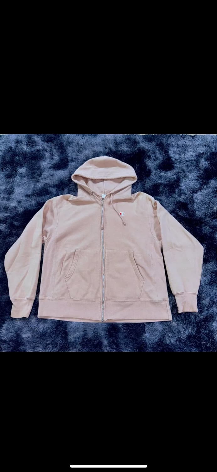 투티/0069 챔피온 리버스 위브 연핑크색 기모 후드집업 상품이미지1