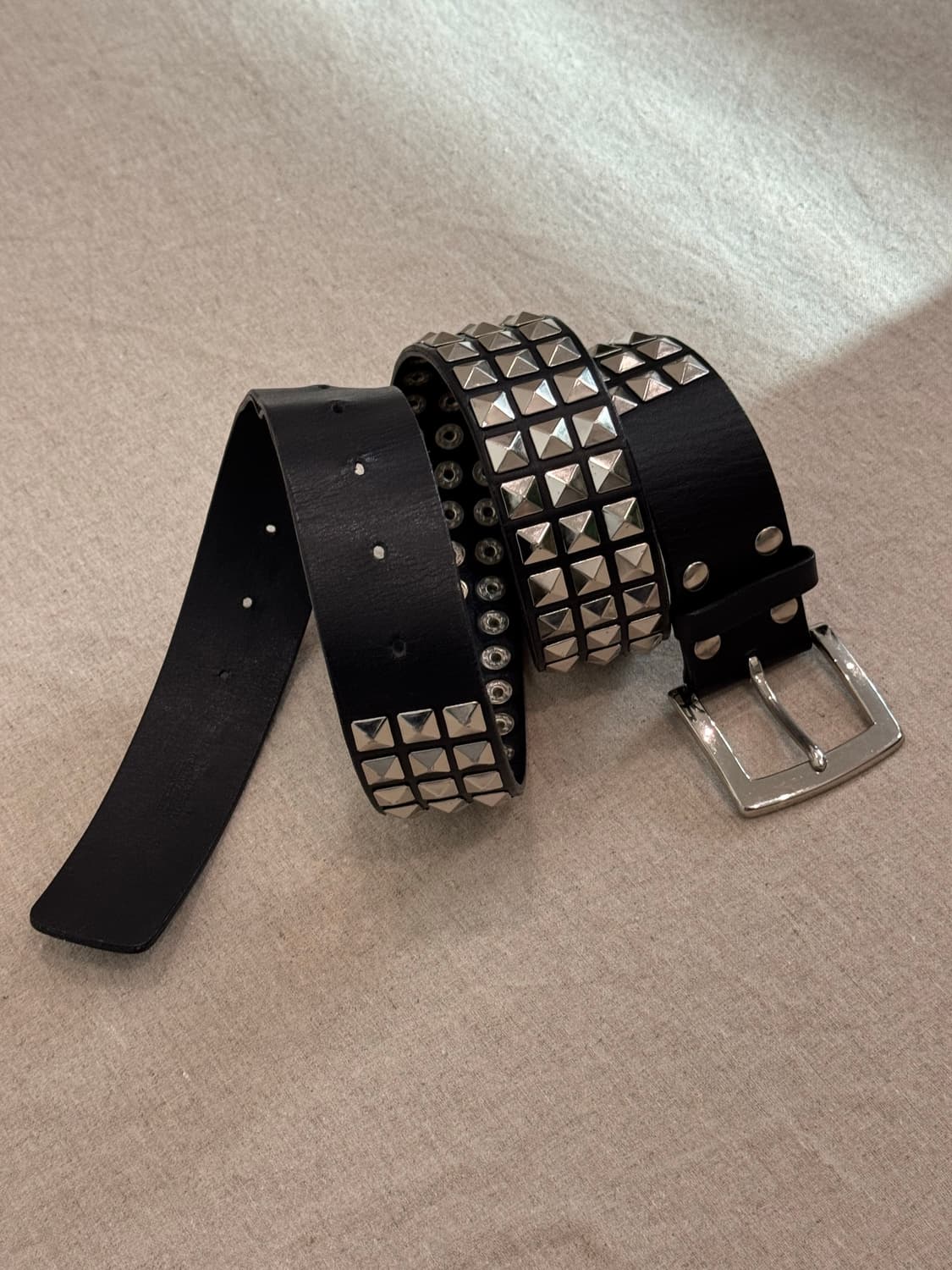 요지야마모토 스터드 레더 벨트 상품이미지1