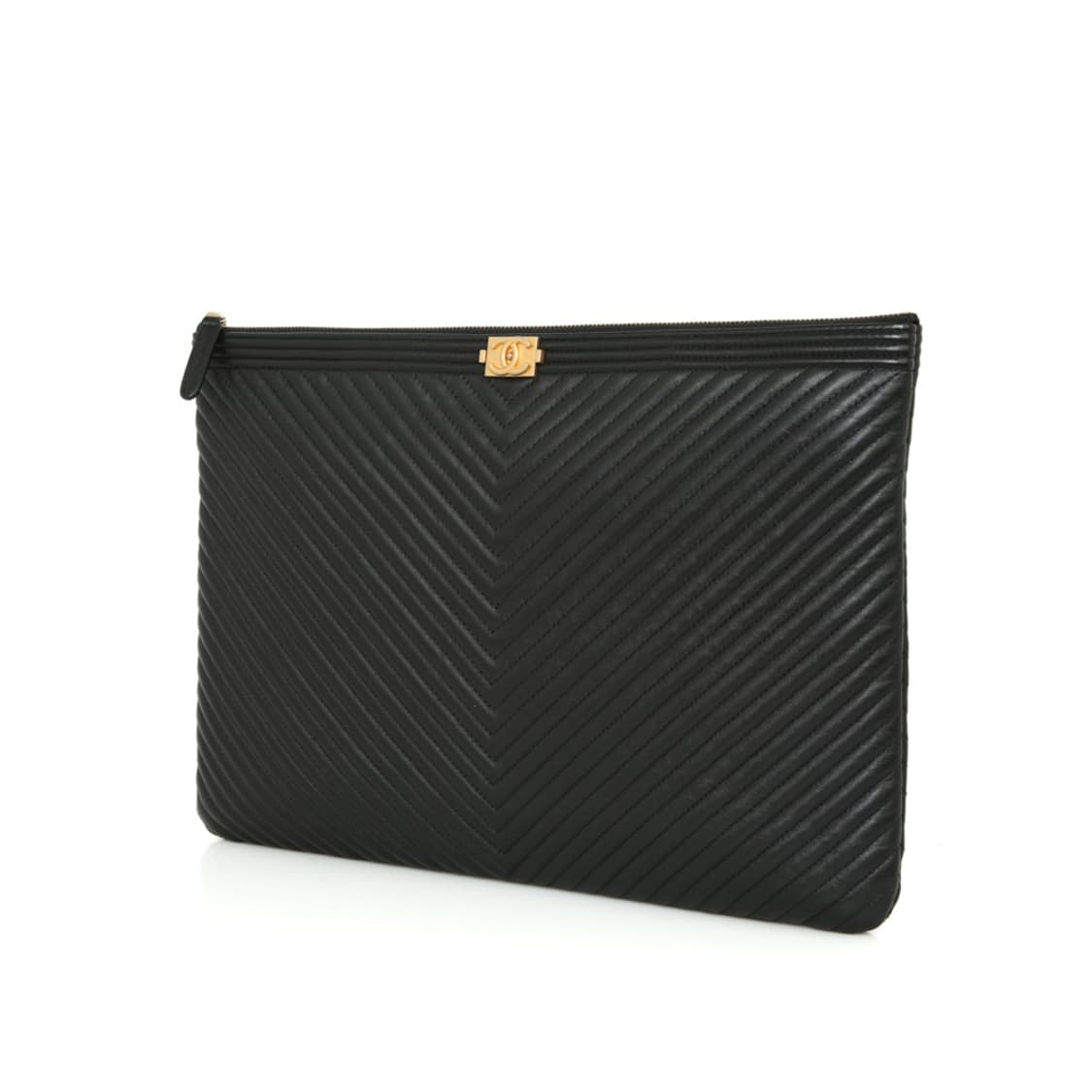 샤넬 클래식 캐비어 보이클러치 라지 쉐브론 블랙 A80570 상품이미지2