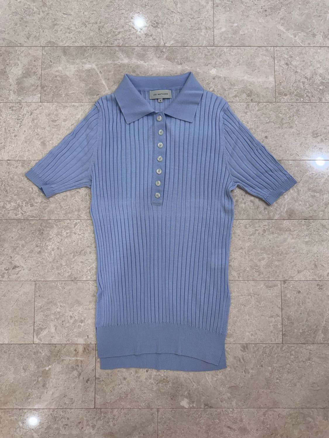 리 매튜스 하늘색 골지 카라 니트 상품이미지2