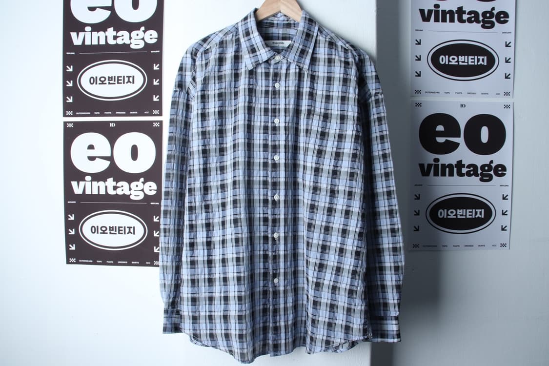 (M-XL) 에잇세컨즈 셔츠 남방 체크 블루 경량 여름-H33537 상품이미지2