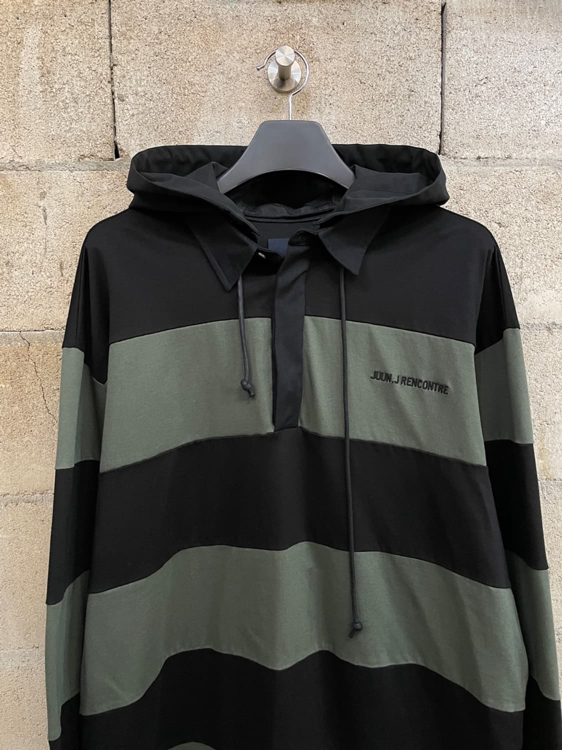 준지 디테쳐블 후드 스트라이프 럭비 셔츠 상품이미지2