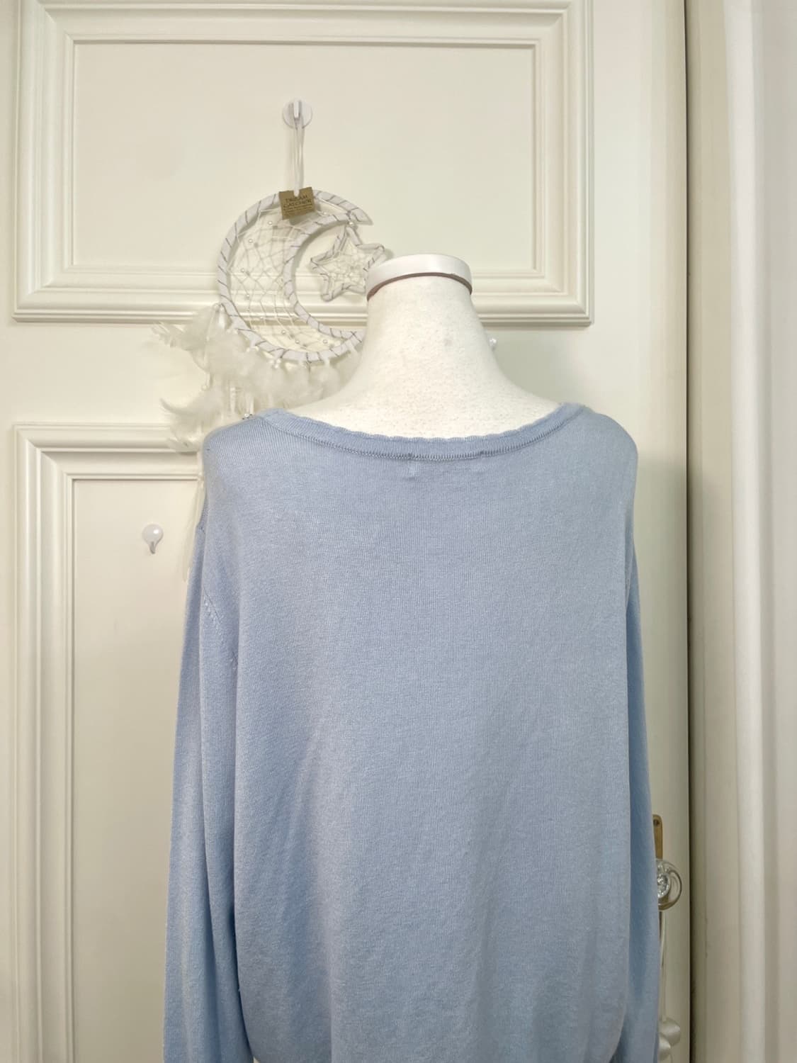 blue neck beads point loose knit top 상품이미지4