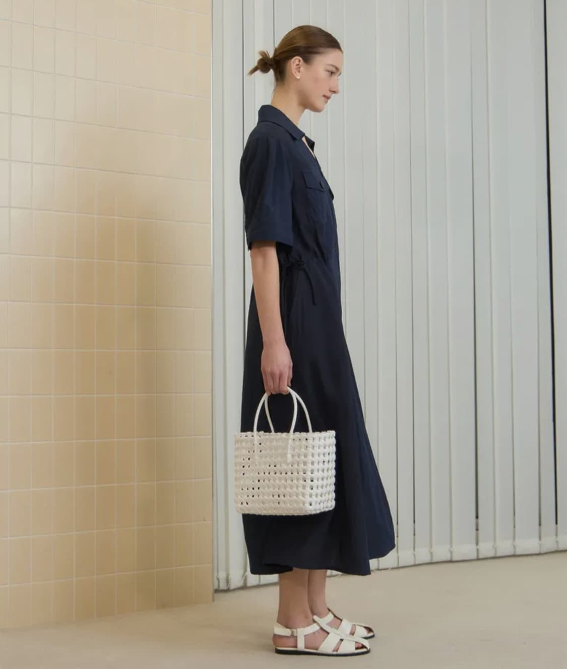 쥬시쥬디 25ss 우븐믹스 집업 롱원피스 66사이즈 상품이미지3