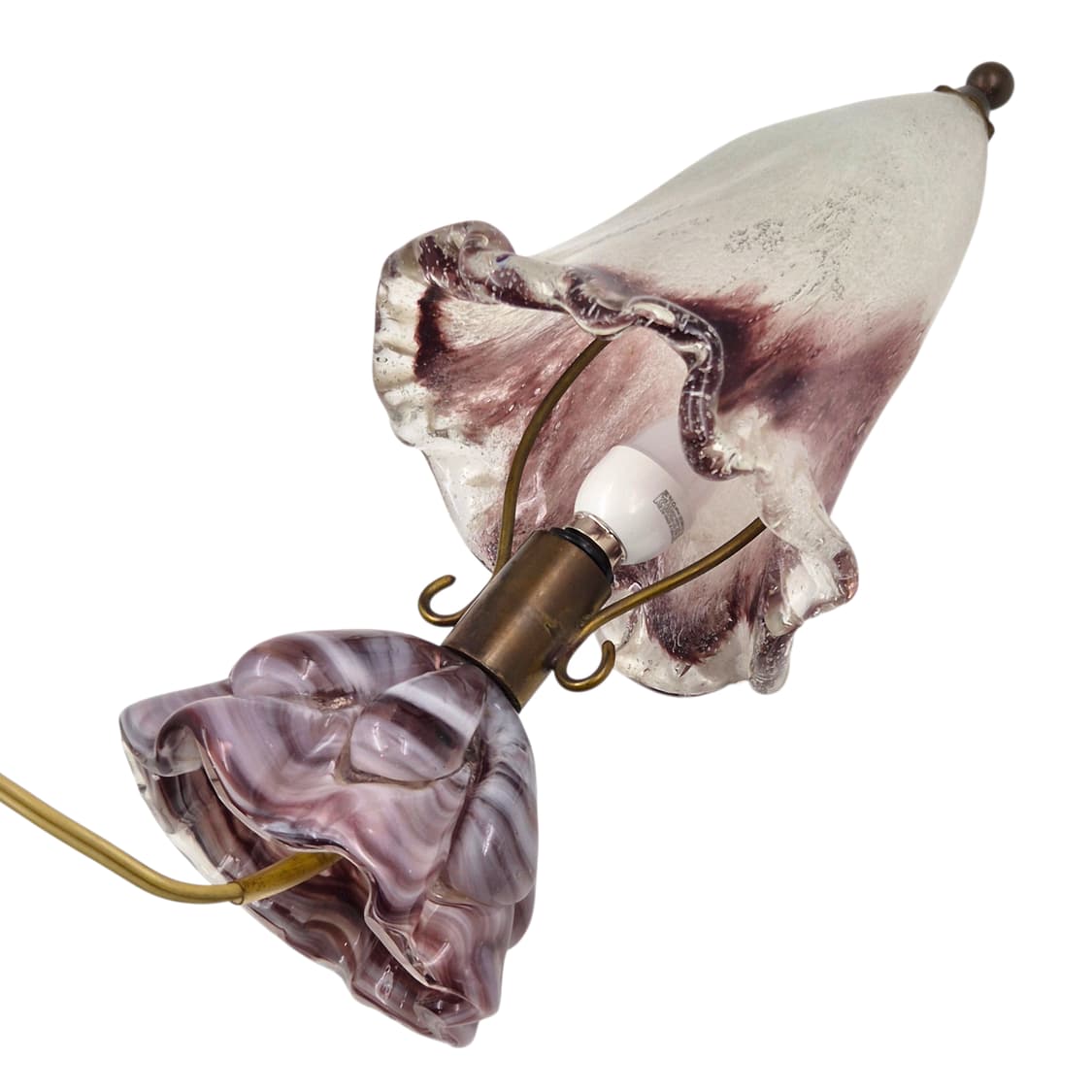 70s 레어 이와타 핸드블로운 퍼플 마블 꼬깔 램프 상품이미지6