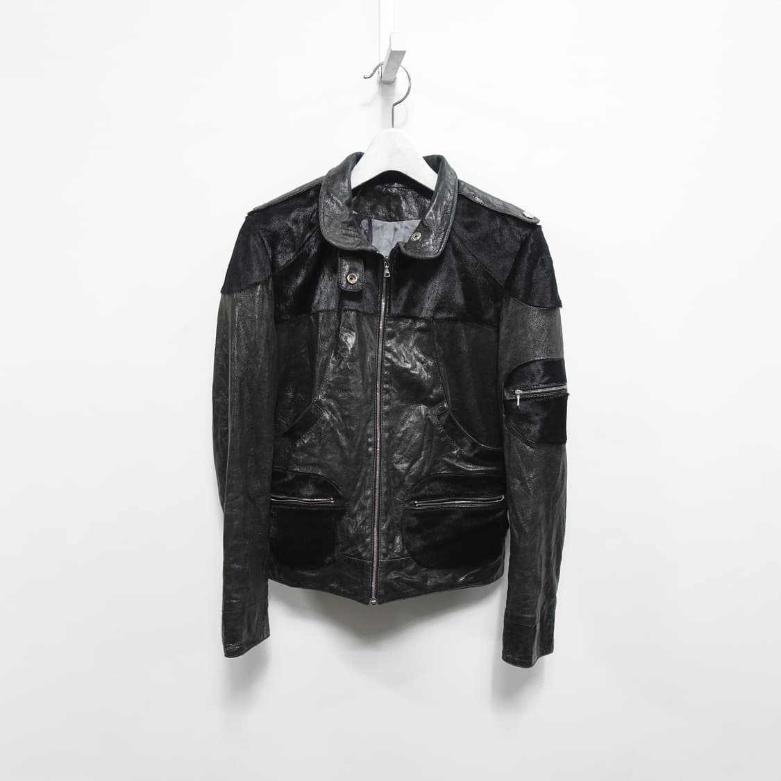 (55~66) 빈티지 송치 퍼 레더 믹스 자켓 상품이미지4