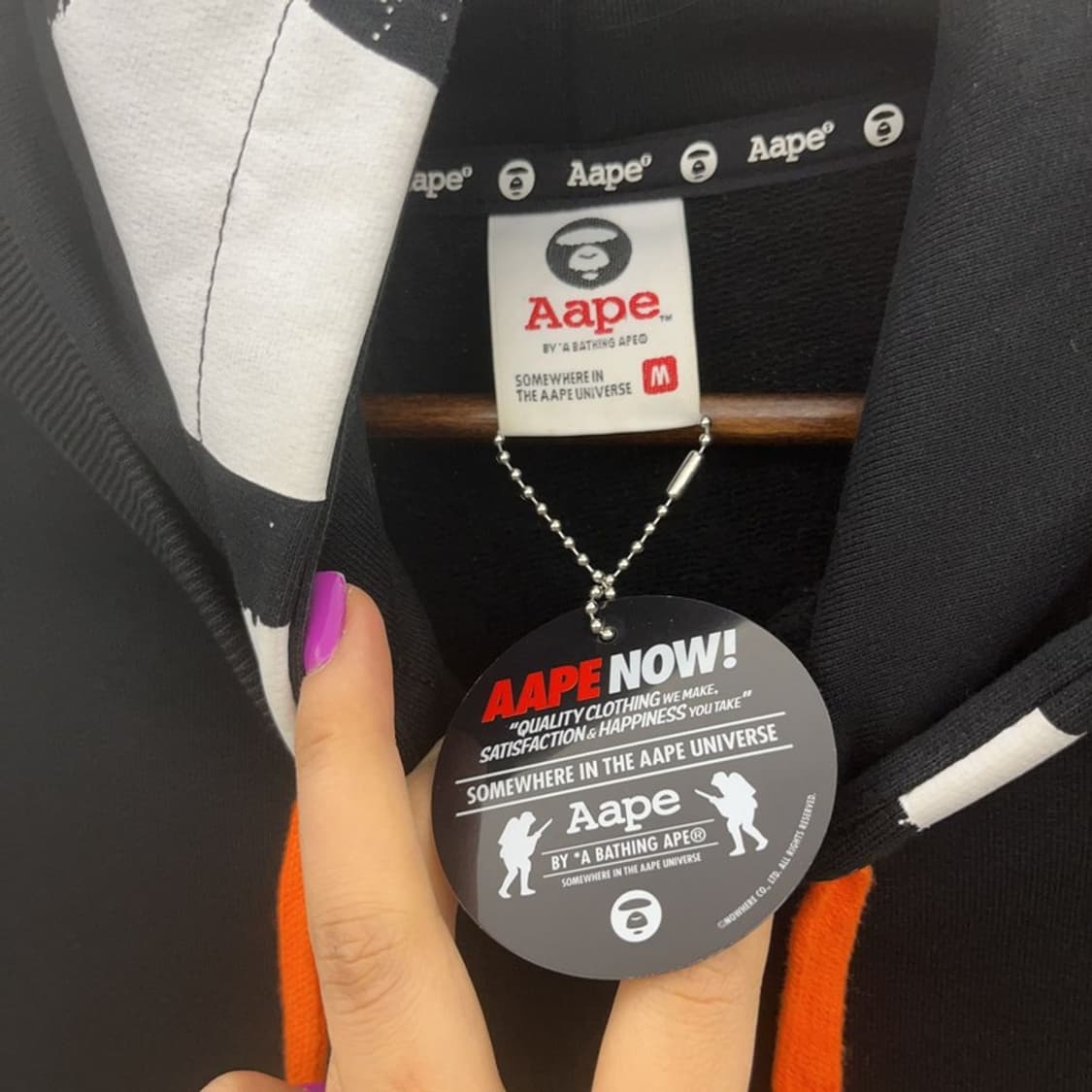 베이프 에이프 심볼리즘 스트릿 힙합 레이어드 후드티 M C06703 상품이미지5