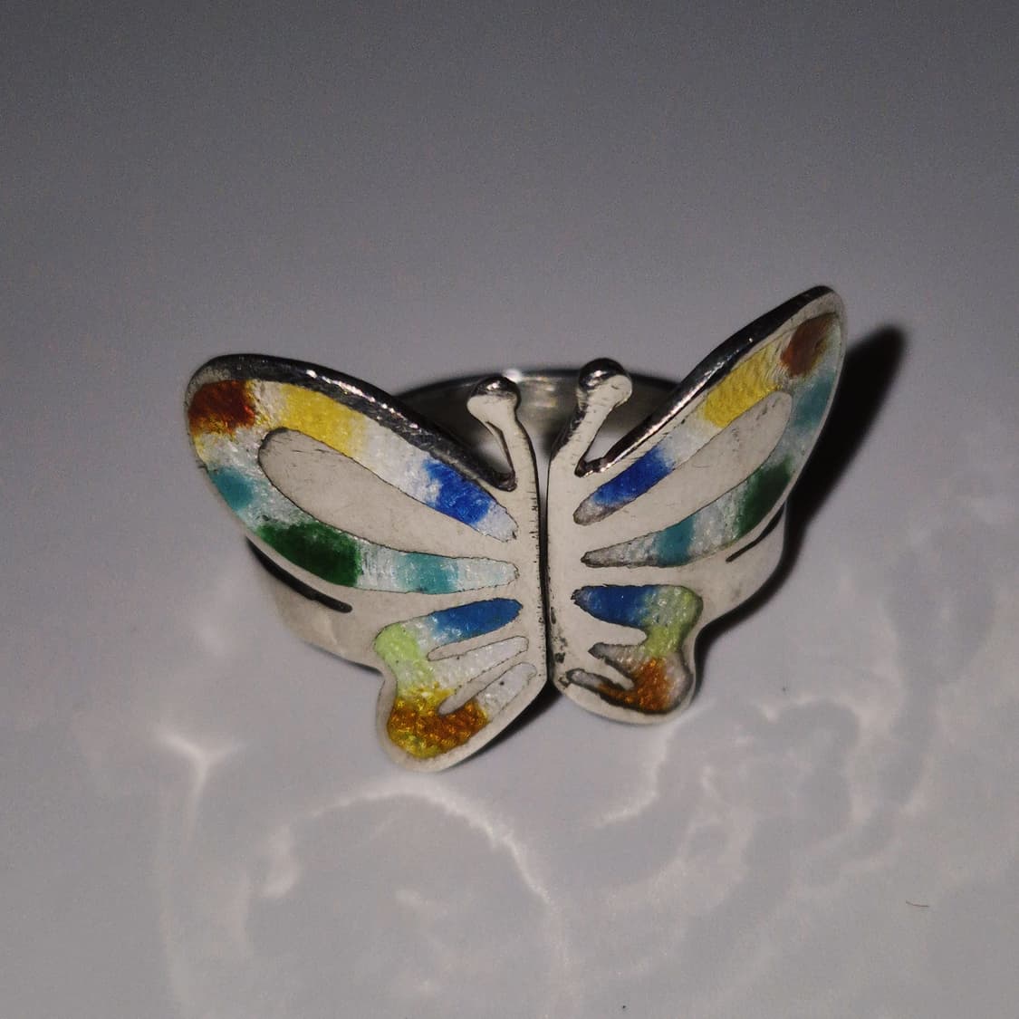 70s 멕시코 실버 925 칠보 빅 나비 반지 상품이미지10