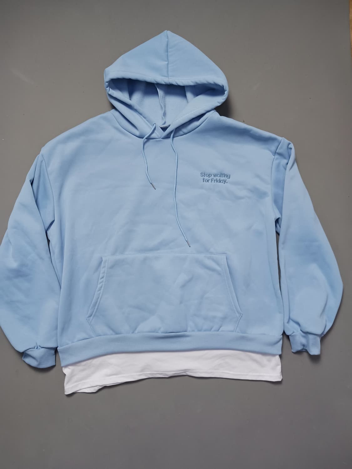 [프리] 빈티지 티셔츠 레이어드 기모 후드티 상품이미지1