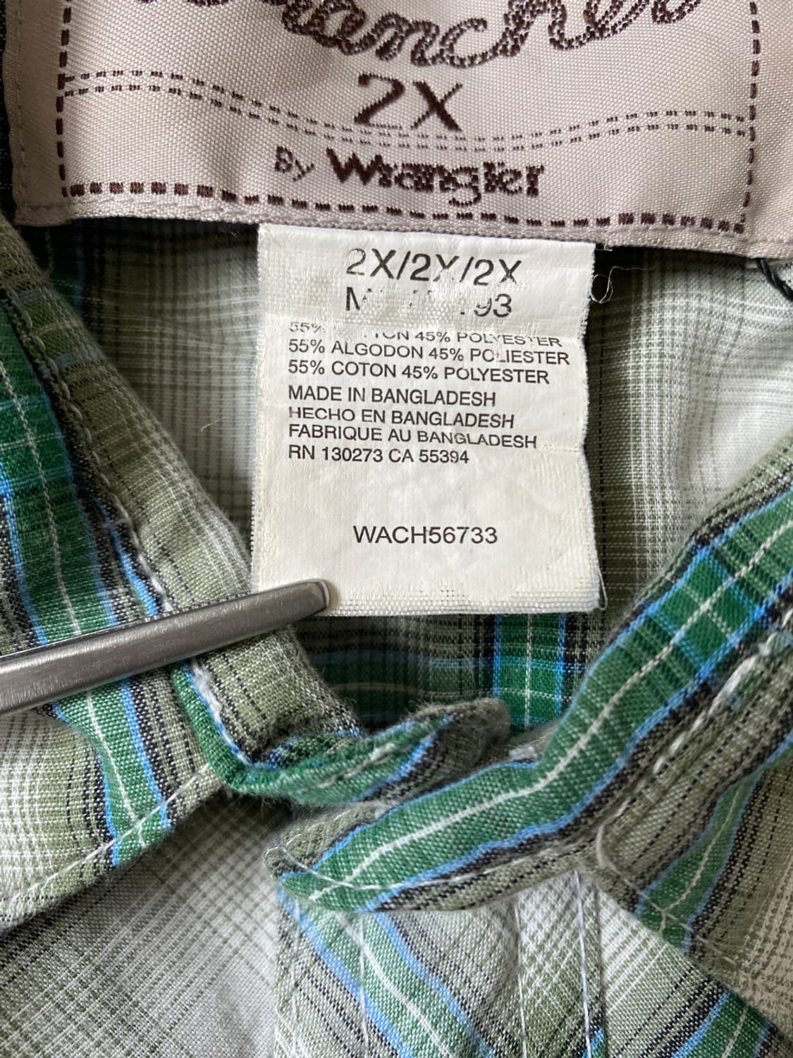 랭글러 체크 셔츠 (Man 2XL) AB0641 상품이미지7