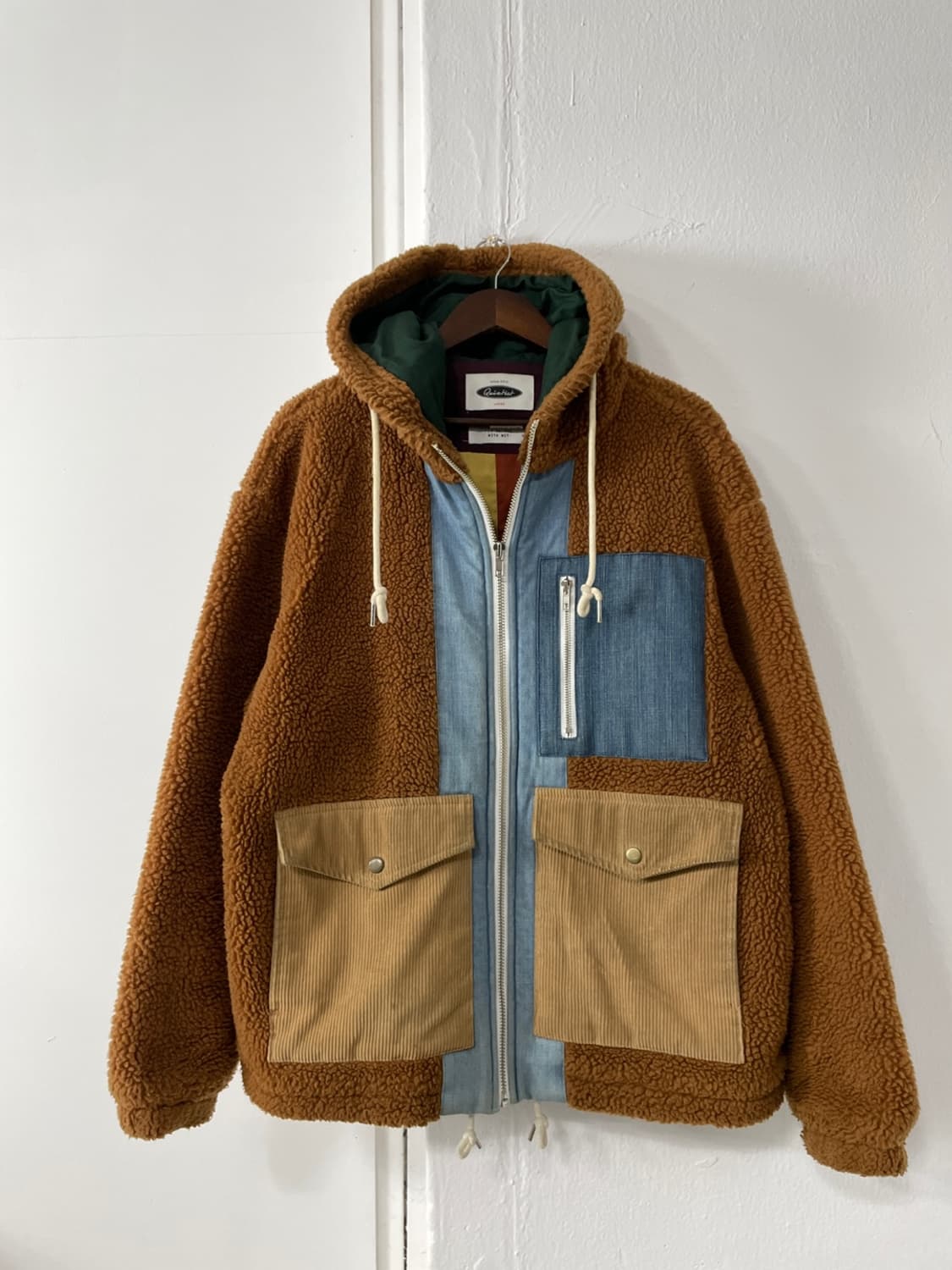 콰이어티스트 브라운 보아 플리스 데님 코듀로이 후드집업 상품이미지1
