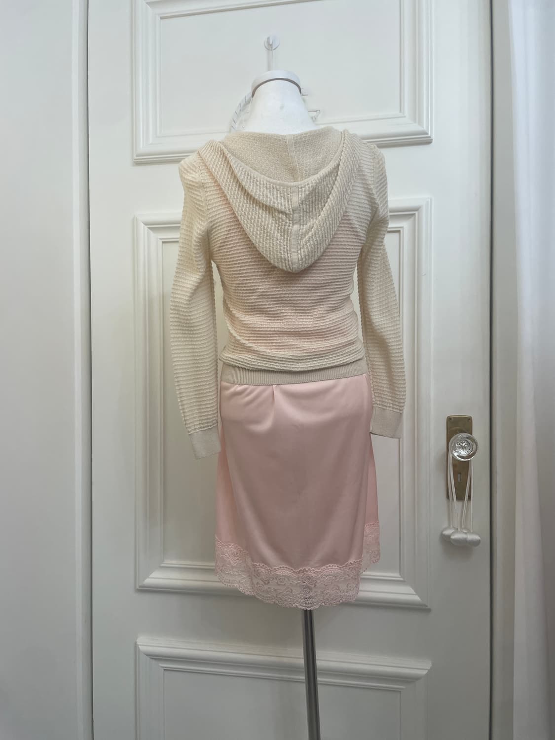 EF-DE ivory pearl charm knit zip-up&cora 상품이미지3