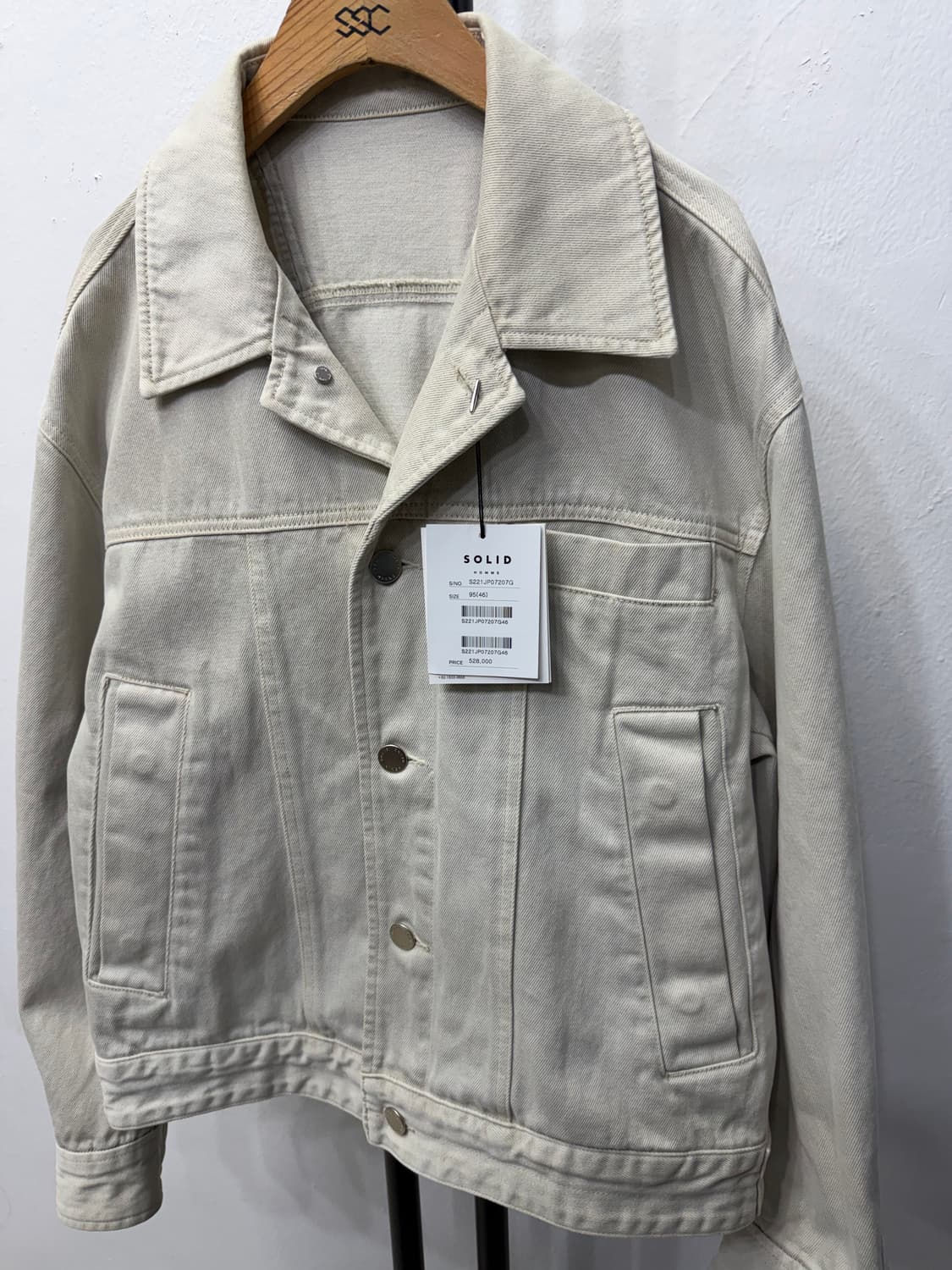 매장판정품) 솔리드옴므 새제품급 오버핏 톤온톤 데님 자켓 46 상품이미지3