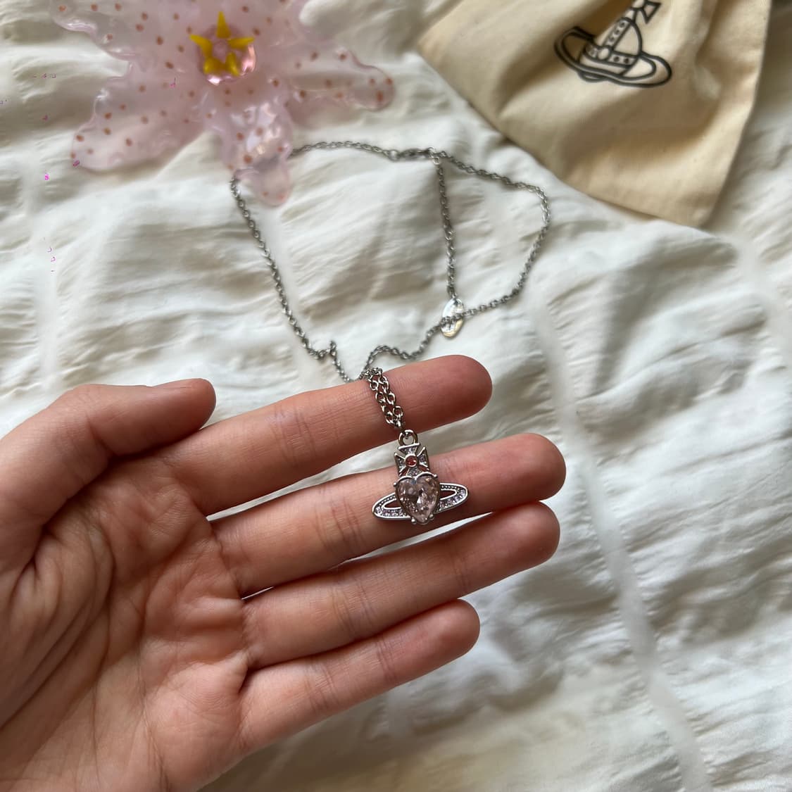 비비안웨스트우드 아리엘라 핑크 실버 목걸이 상품이미지6