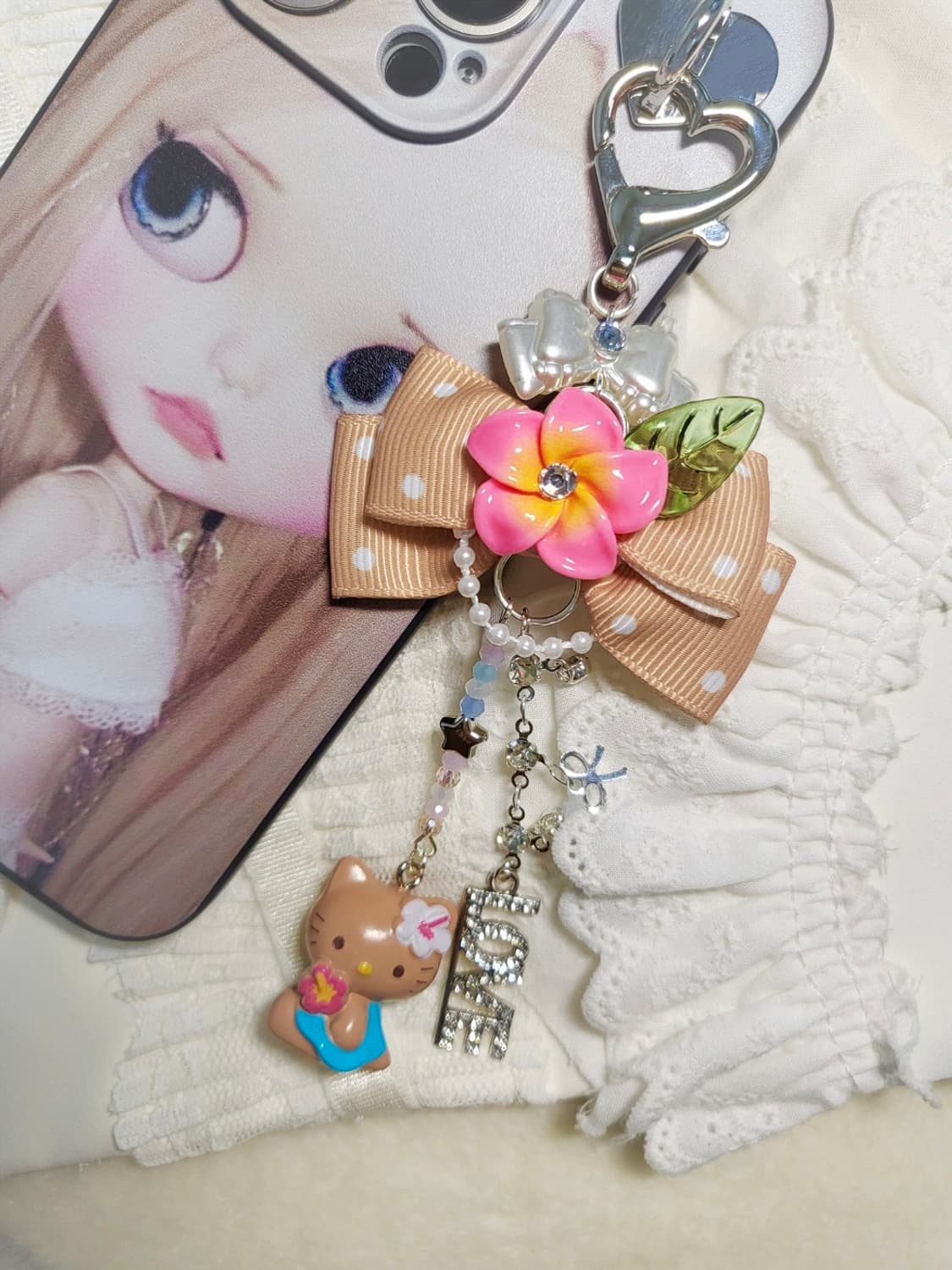 [handmade] 태닝키티 큐빅 히비스커스 키링 ˚₊‧꒰ა (=ˆ ･ 상품이미지2