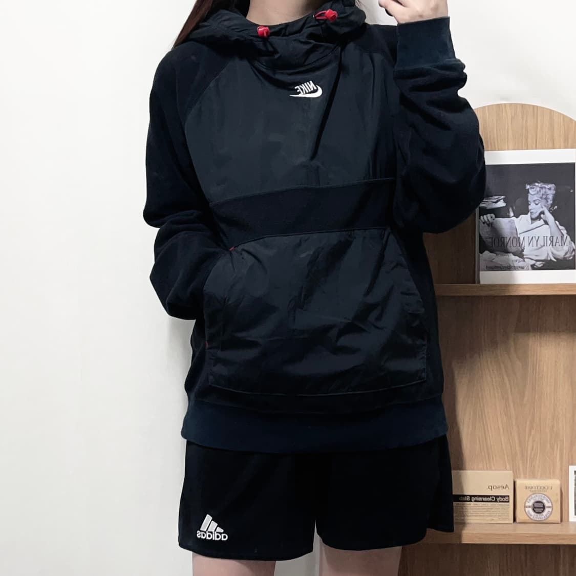 [정품] 나이키 블랙 하이브리드 후리스 후드티 [ L ] 상품이미지3