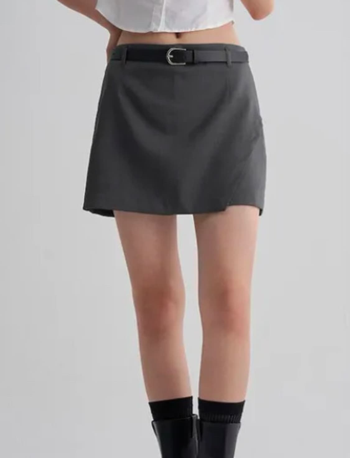 에잇세컨즈 벨티드 애쉬그레이 스커트 팬츠 상품이미지3