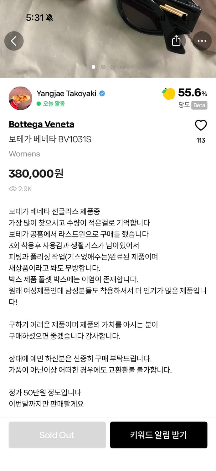 보테가베네타 BV1031S 상품이미지6