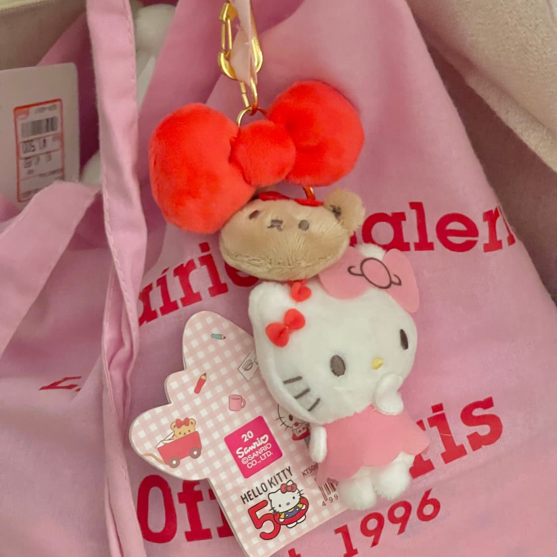 일본 산리오 정품 키티 타이니참 블루 핑크 마스코트 키링 50주년 상품이미지5