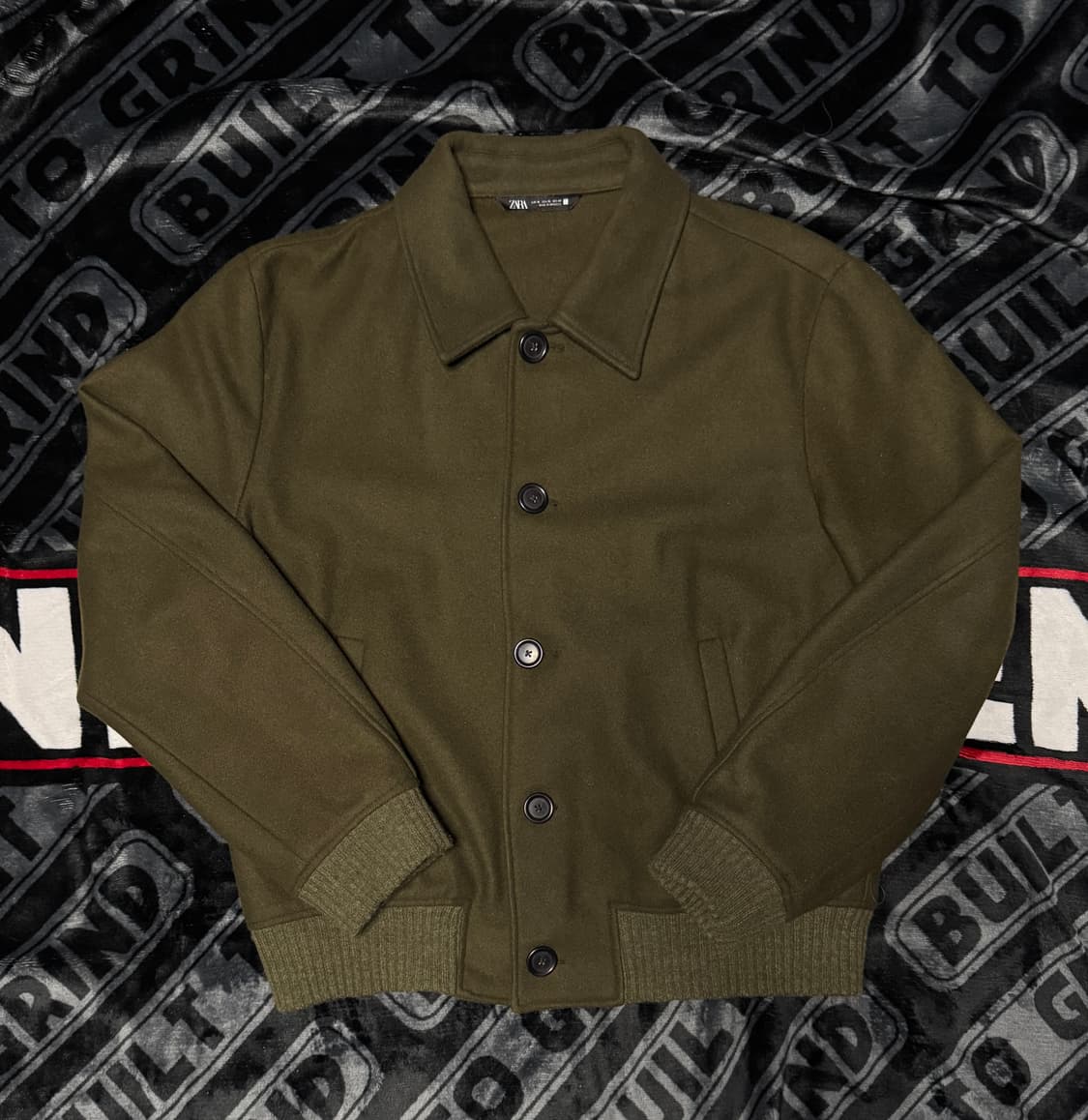 자라 우븐 자켓 윗 포켓 올리브 상품이미지1