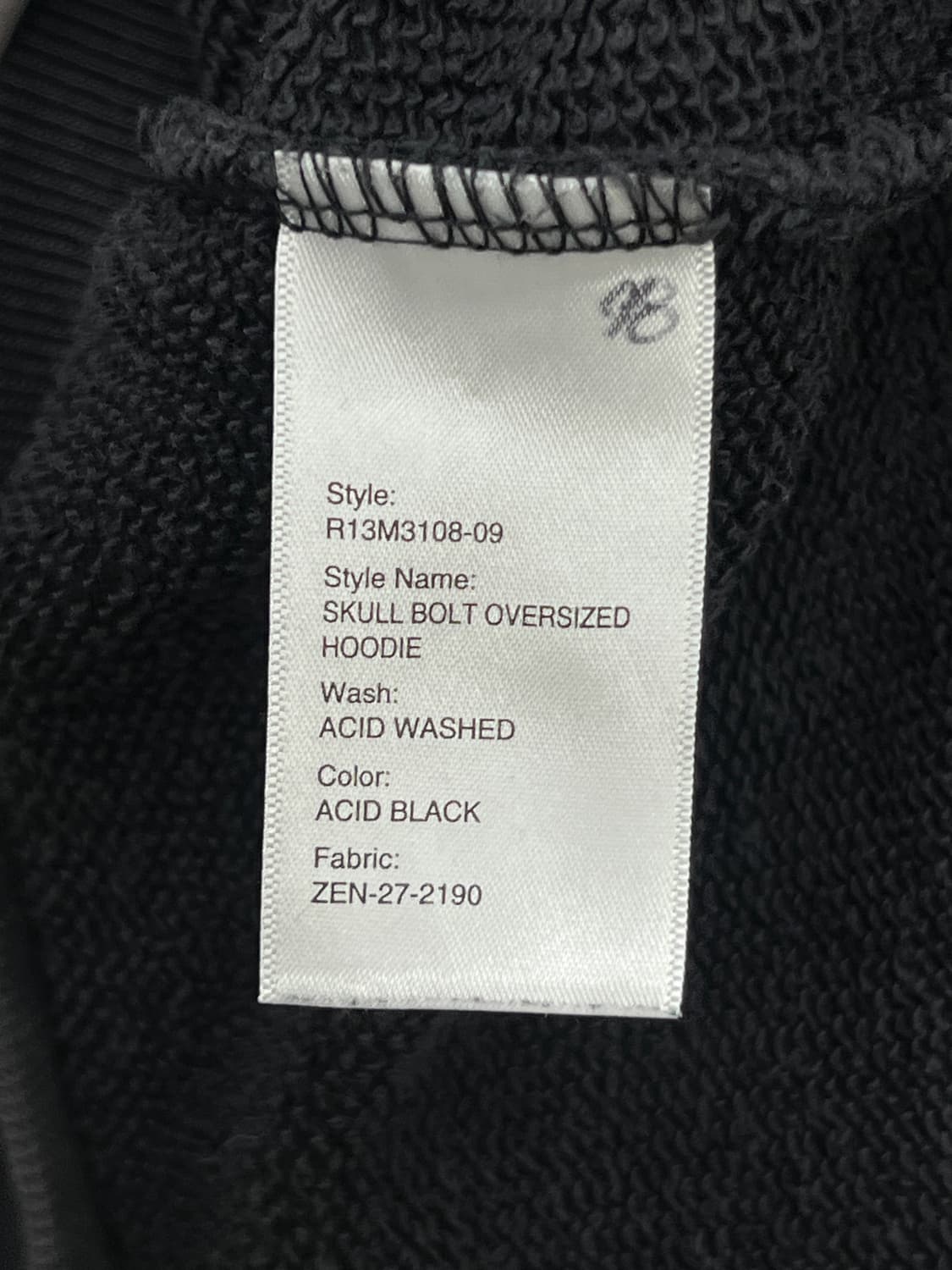 R13 알써틴 오버사이즈 스컬 볼트 후드티셔츠 상품이미지6