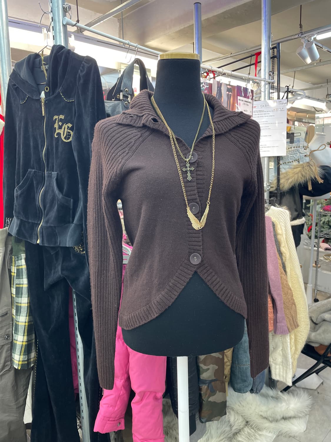 Y2k 하이넥 버튼 골지 가디건 상품이미지3