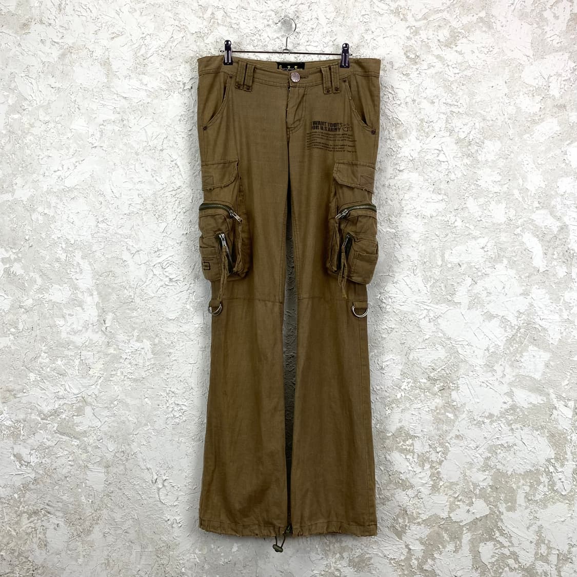 BOOTY TRAP JEANS 린넨 블렌드 부츠 컷 카고 팬츠 상품이미지1