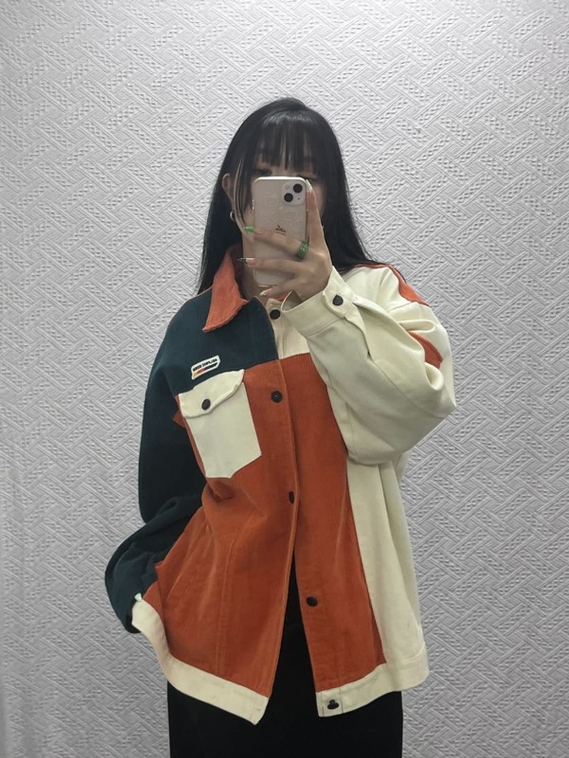 알프릭에덴 레트로 패치워크 키치 유니크 코듀로이 자켓 XL C08904 상품이미지2