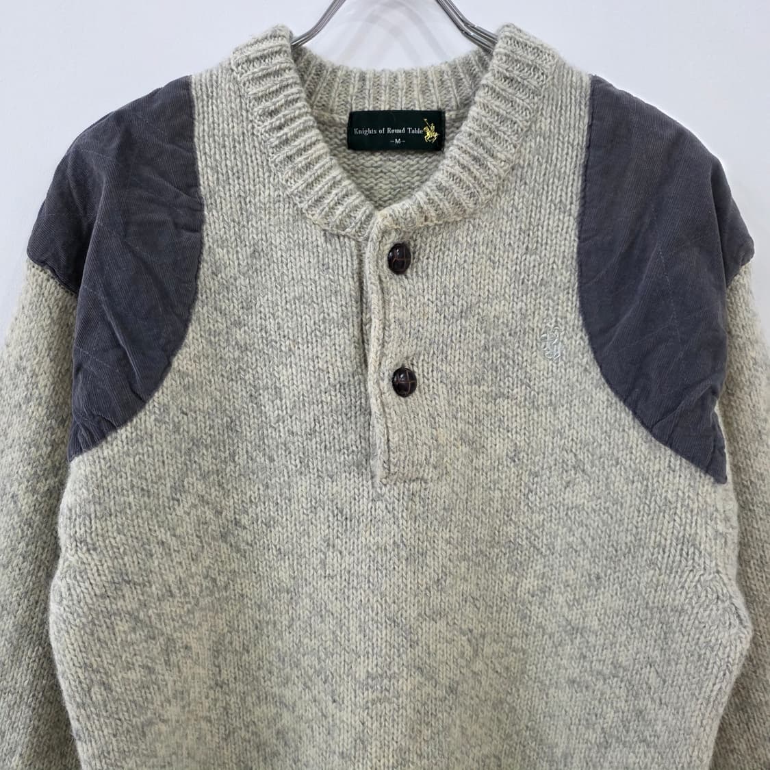 울 100% 일본빈티지 슈팅패치 니트 상품이미지2