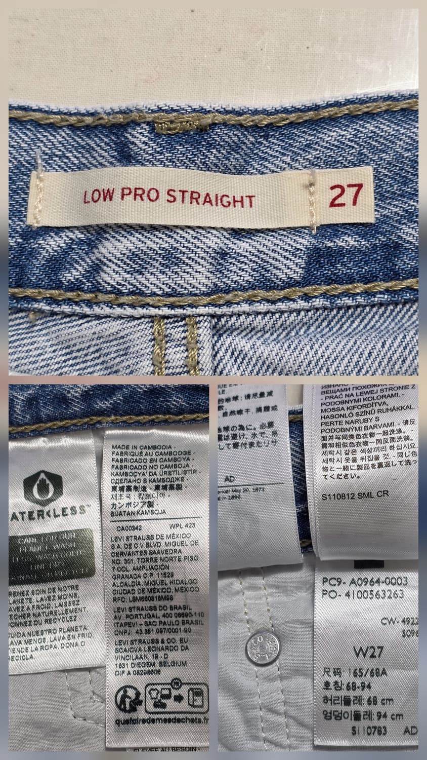 1176 리바이스 공용 연청 데님 로우 프로 진 27 상품이미지8