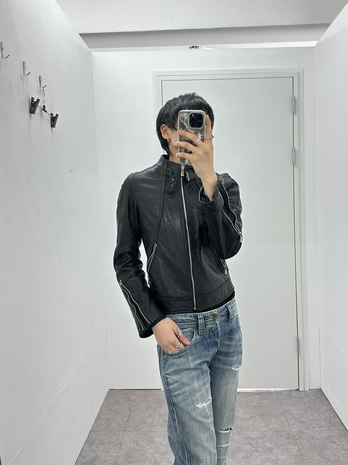 Cowhide Leather Zip-Up Jacket 상품이미지10