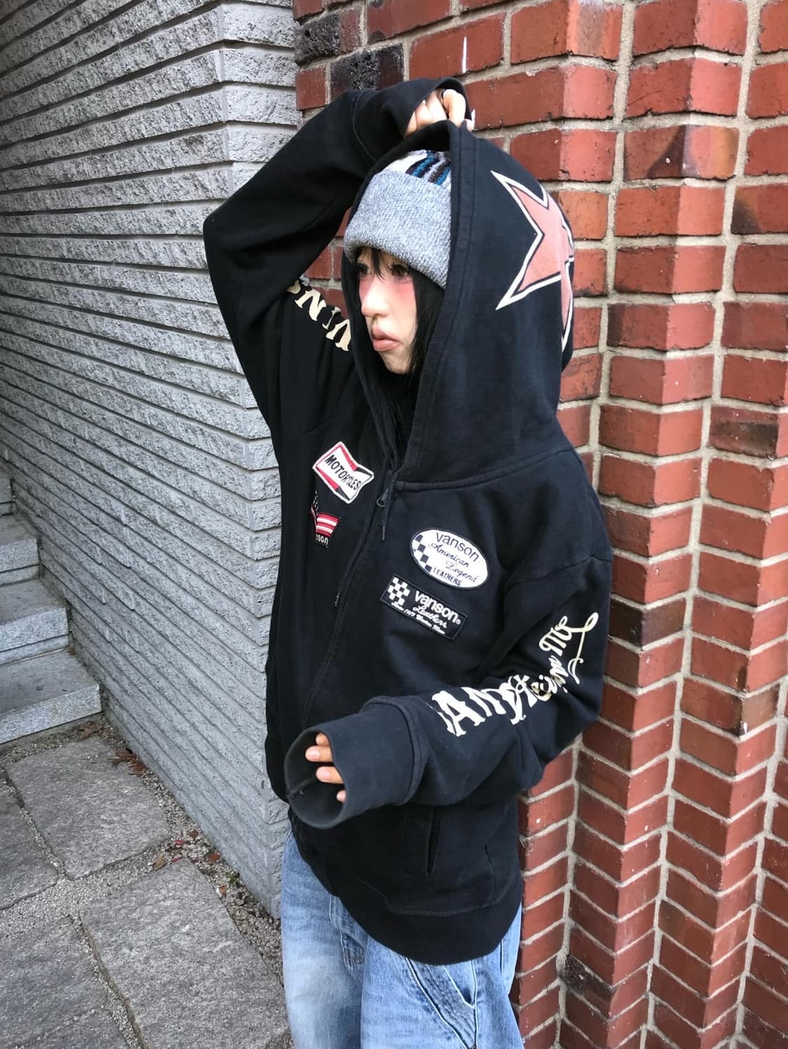 Vanson Embroidery Double Hood Zip-Up 상품이미지4