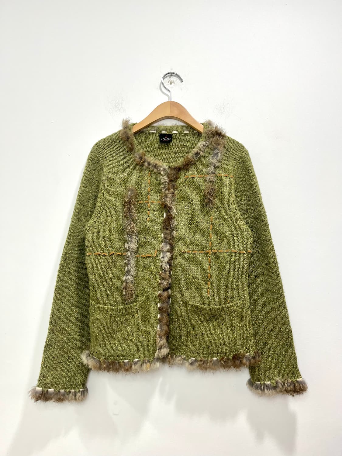 일본 빈티지 모리걸 스티치 퍼 니트 가디건 상품이미지2