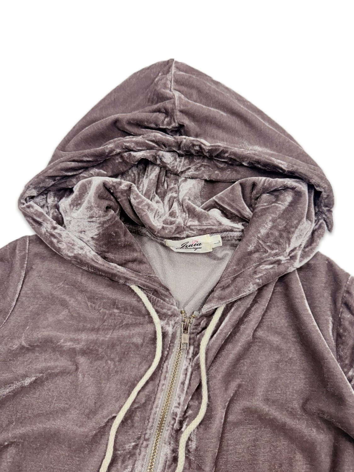 빈티지 핑크 로즈 벨벳 후드집업 부츠컷 셋업 상품이미지5