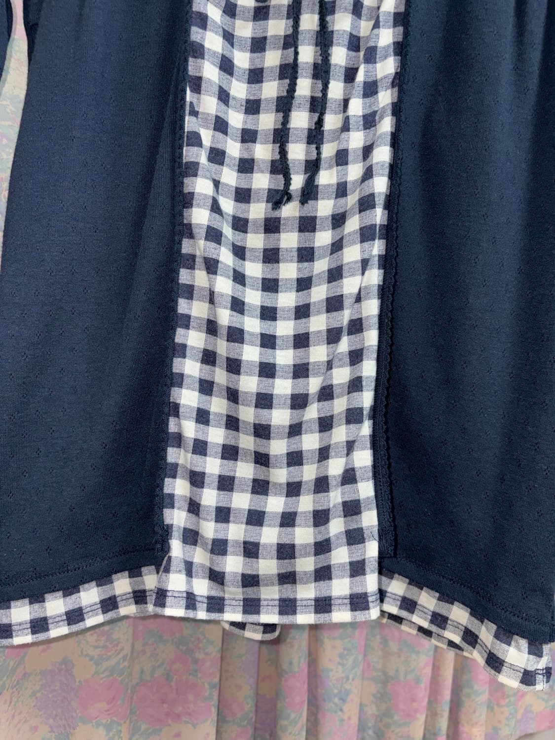 네이비 체크 레이어드 블라우스 상품이미지8