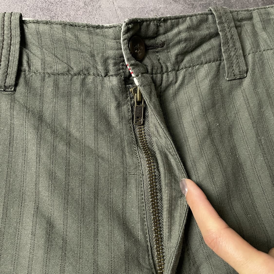 HUDSON 빈티지 카키 스트라이프 코튼 카고 하프 팬츠 A00762 상품이미지3