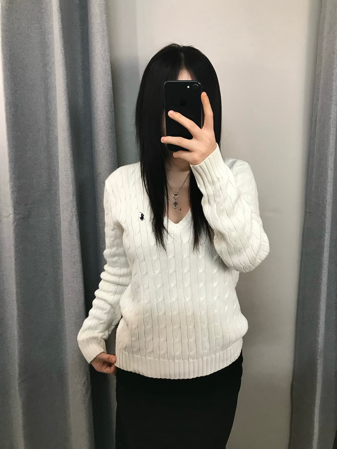 [정품]폴로 랄프로렌 여성 케이블 니트 V넥 꽈배기 스웨터 L 상품이미지1