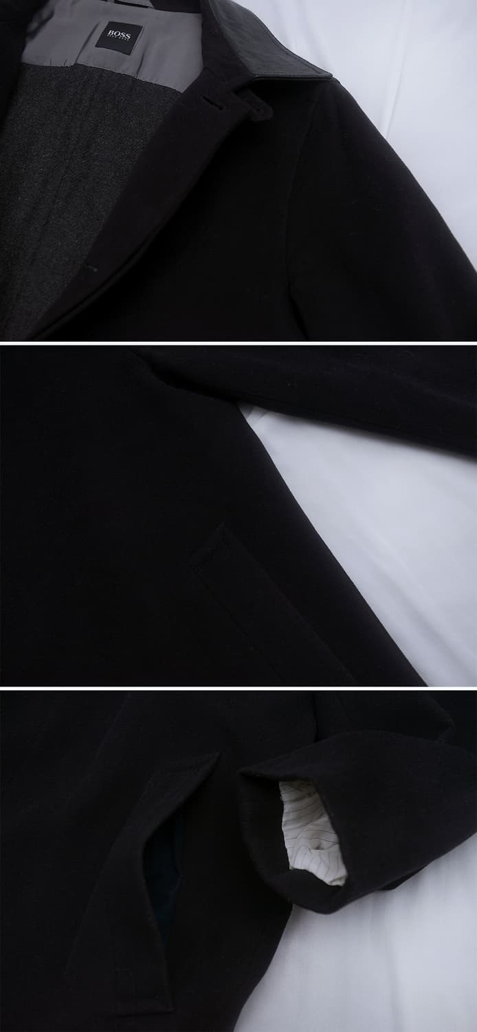 휴고 보스 가죽 넥카라 버진울 캐시미어 싱글 맥코트 (100-105) 상품이미지8