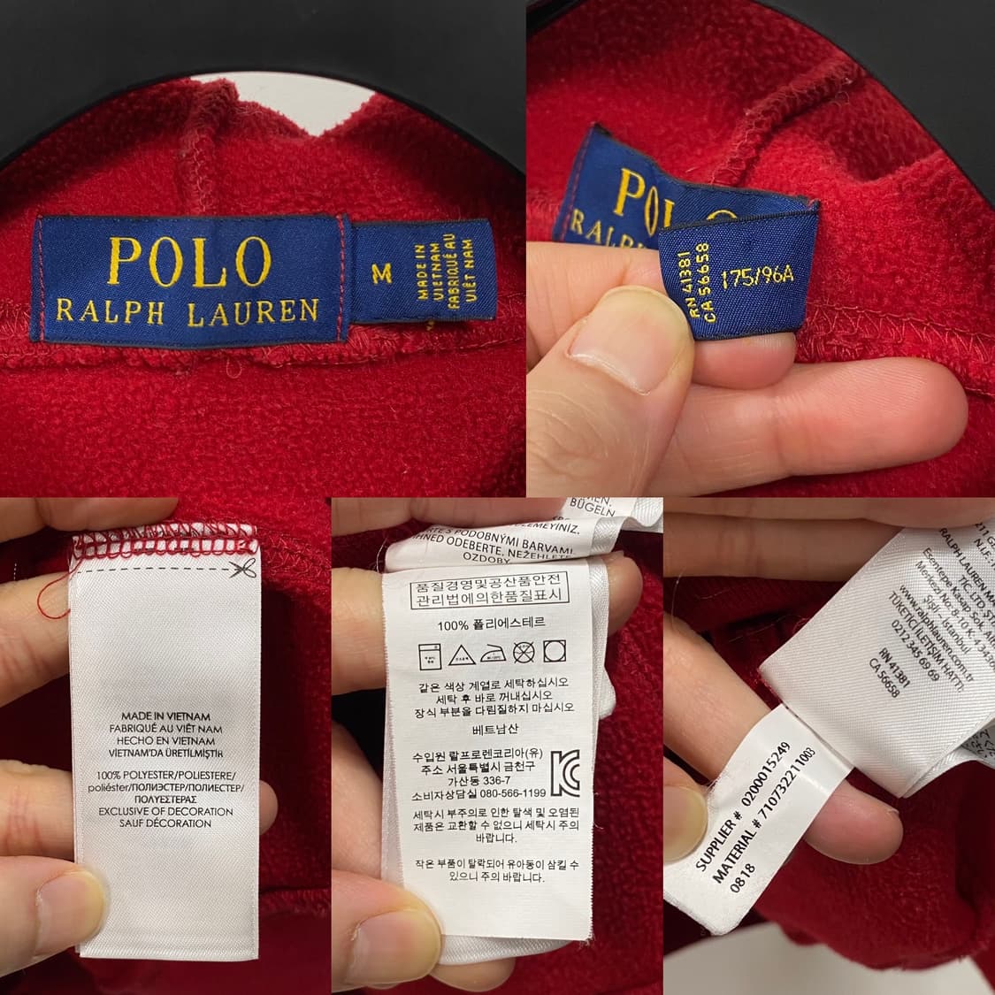 폴로 랄프로렌 신형 스펠아웃 성조기 플리스 후드 레드 상품이미지6